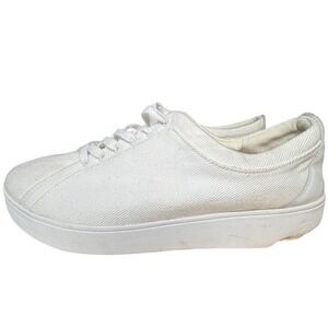 FitFlop Rally White Leather Low Top Comfort Sneakers Womens 10 EK6-194